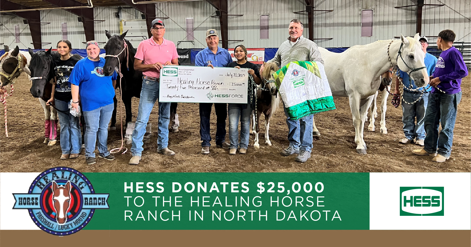 Hess Donates $25,000 to the Healing Horse Ranch